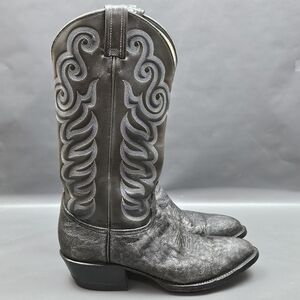 Tony Lama Elephant Cowboy Boots Mens 7.5 Gray Leather Western Exotic
